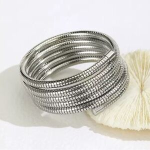 Minimalist Silver Spiral Cuff Bracelet